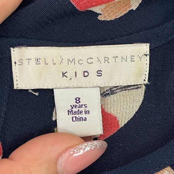 Stella Mc Cartney Kid's Blue Ruffle Geometric Printed Dress Size 8 Years - Picture 4 of 7